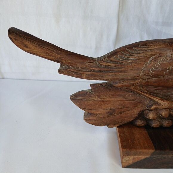 Vintage MCM Wooden Toucan Hand Carved Sculpture Tropical Bird Tiki Bar - Picture 2 of 8